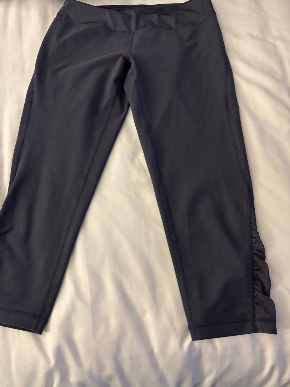 Zella Black Cropped Leggings with Side Ruching